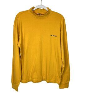 Columbia Mock Neck Long Sleeve Top Mustard Gold Logo Casual Everyday Size Medium